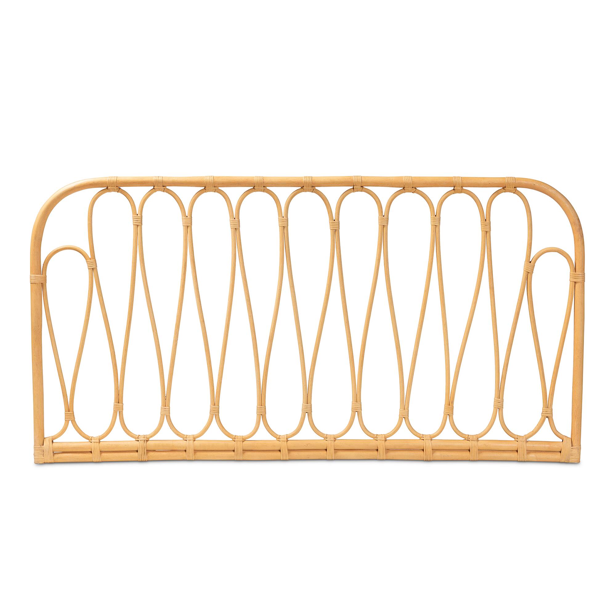 Angle. bali & pari - Carrick Modern Bohemian Rattan Queen Size Wall-mount Headboard - Natural Brown.