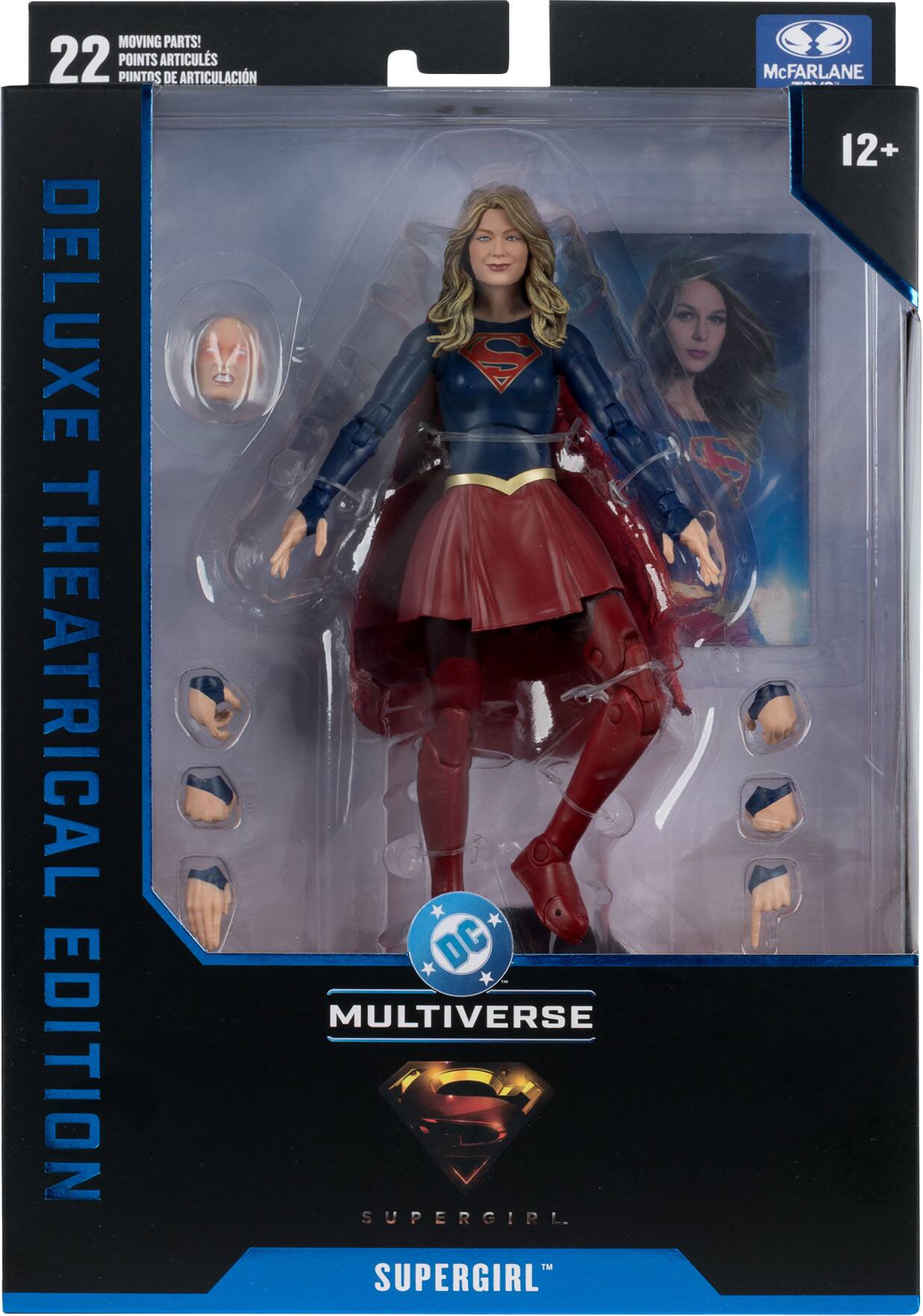 MOVING PARTS!  
22 POINTS ARTICULS  
PINTOS DE ARTICULACIÓN DELUXE THEATRICAL EDITION  
SUPERGIRL  
McFARLANE  
12+  

DC MULTIVERSE  
SUPERGIRL™