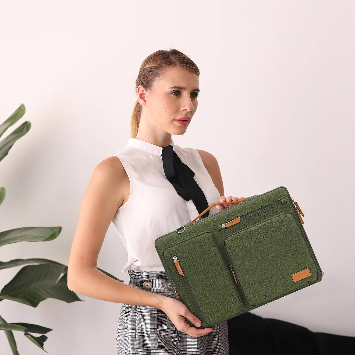 Angle. mosiso - 360 Protective Laptop Shoulder Bag 13-13.3 inch for MacBook Pro 14 HP Dell Lenovo Asus Notebook - Olive Green.