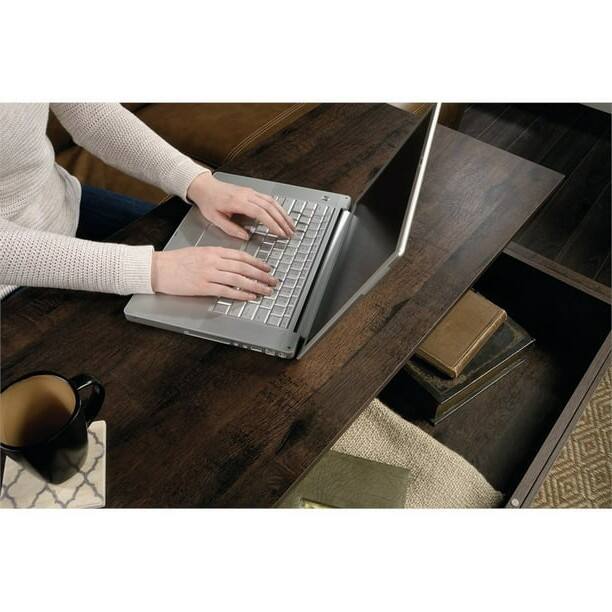 Back. Hivvago - Dark Brown Lift-Top Multi Purpose Coffee Table - Dark Brown.