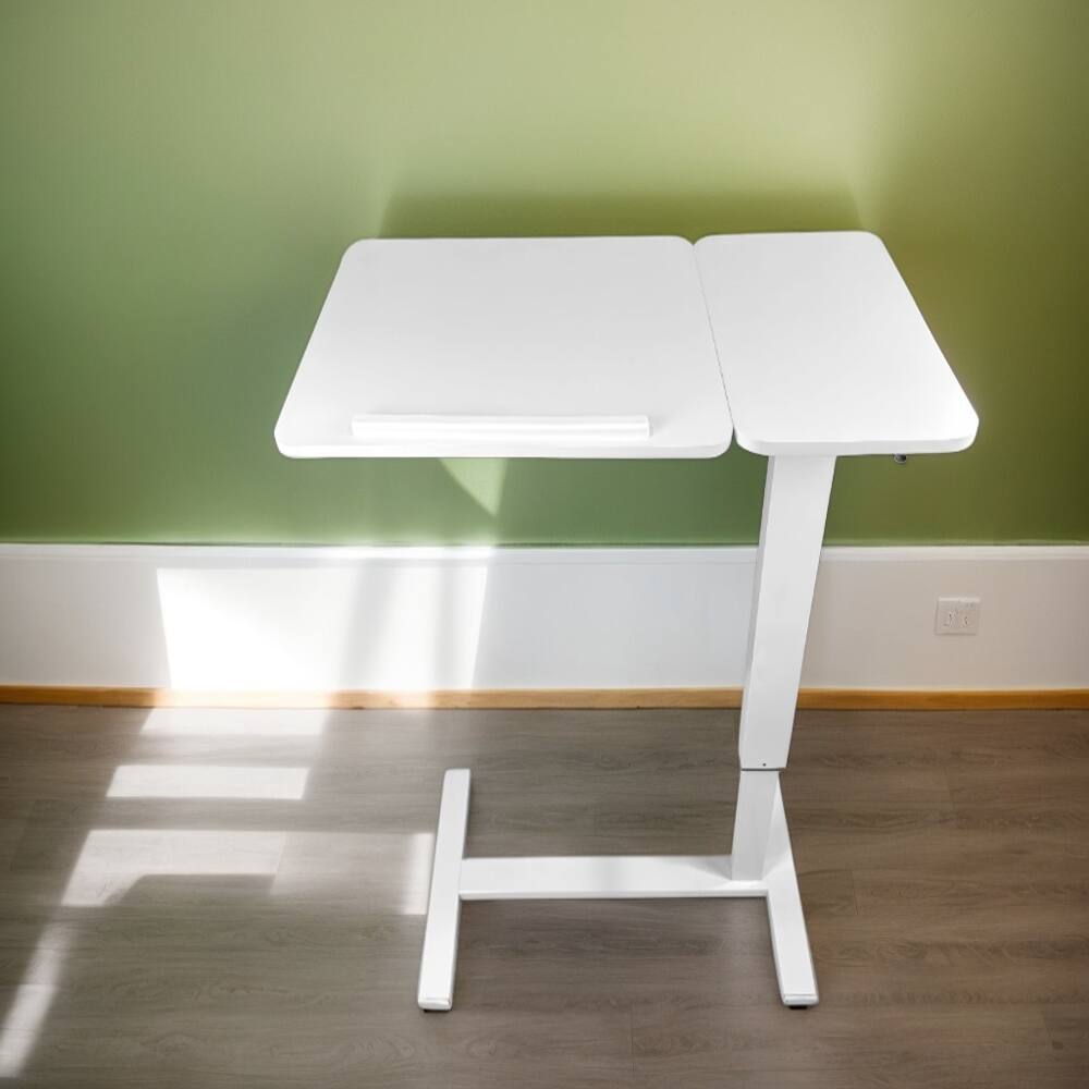 Alt View 9. Loheer - Loheer Overbed Desk Mobile Laptop Stand Adjustable Tray Table White - White.