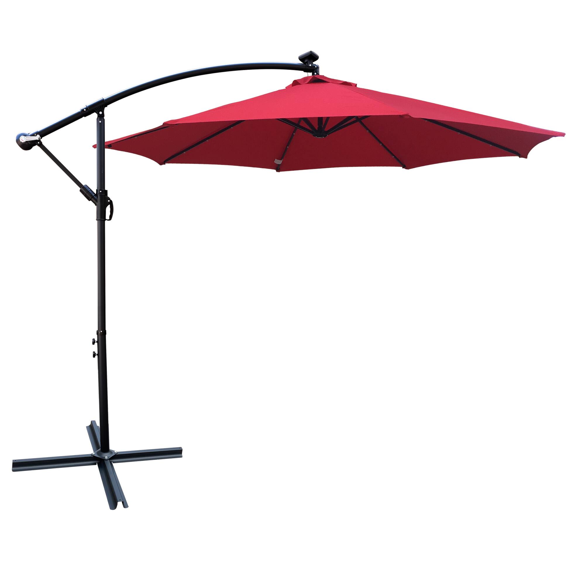 Alt View 1. Loheer - Loheer 10 ft Solar Lighted Patio Umbrella with Cross Base Crank Lift Round Outdoor Sun Shade for Pool Deck Garden.