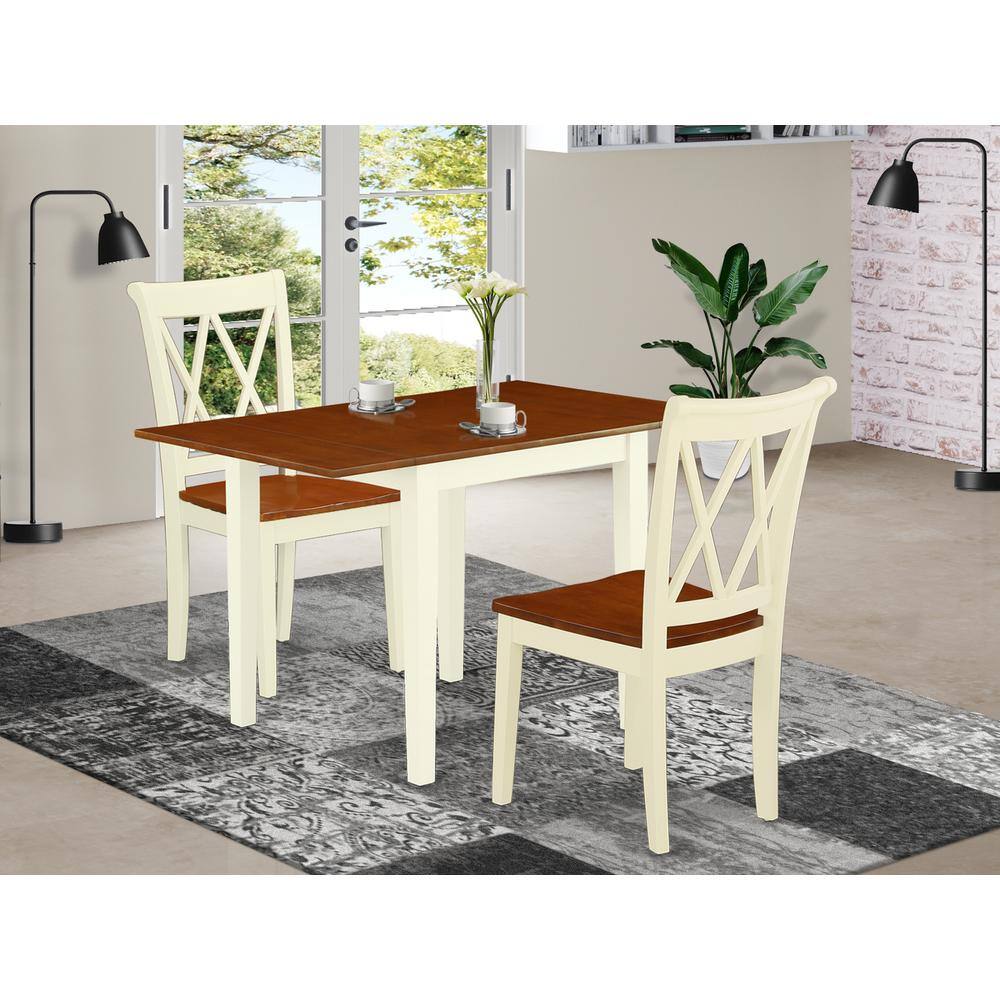 Left. East West Furniture - Dining Room Set Buttermilk & Cherry - Brown.