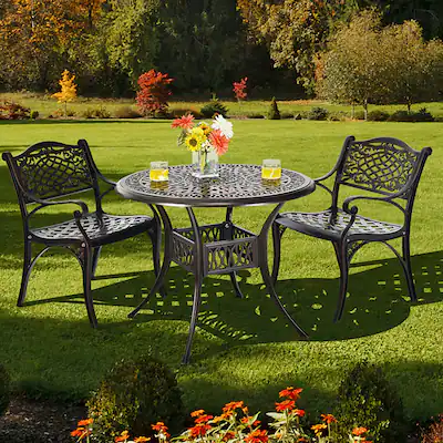36 inch patio table with umbrella hole Nuu Garden Black Square Aluminum Outdoor Dining level surface and protect your indoor flooring from damage Woodard Wrought Iron Square Outdoor