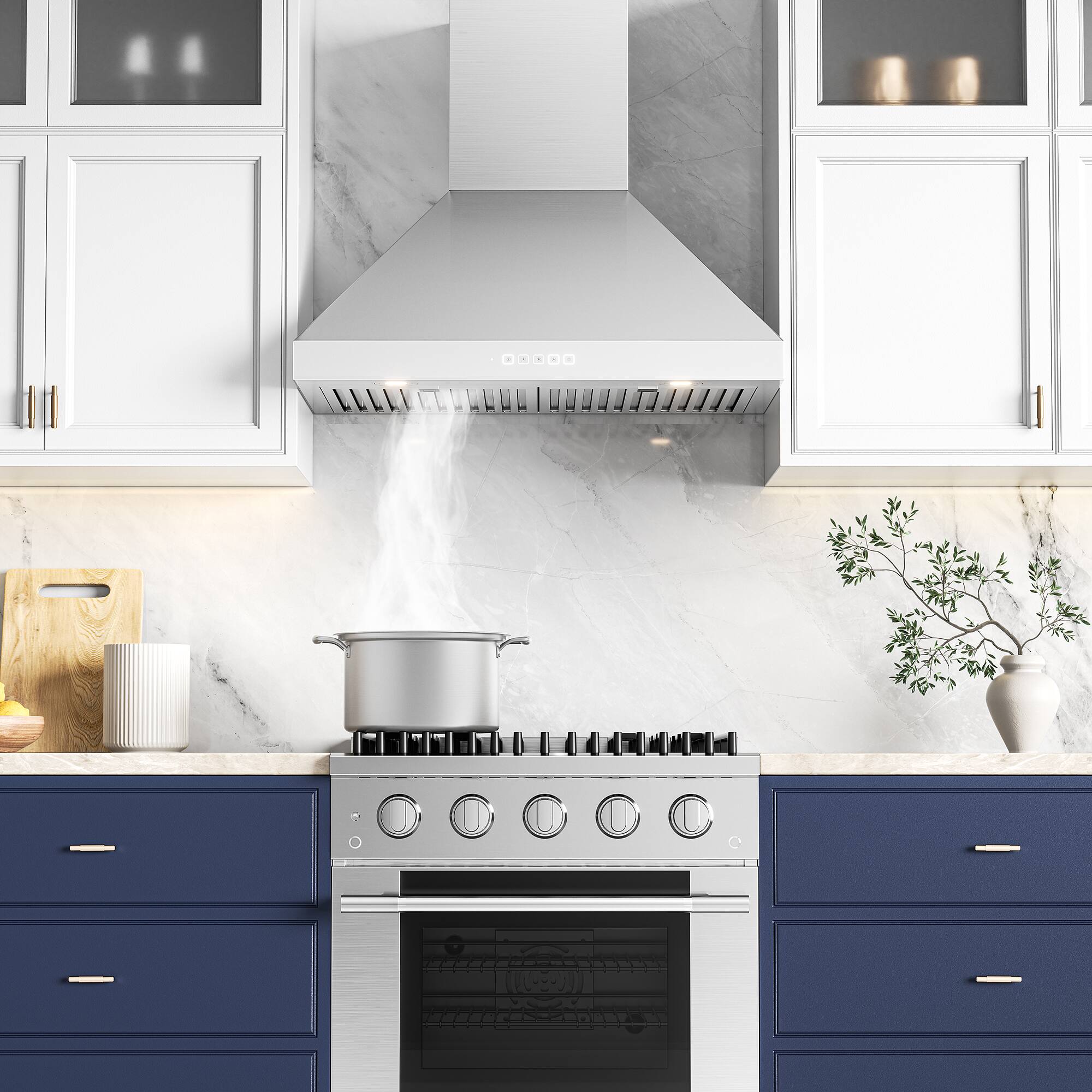 Alt View 2. Hauslane - Hauslane WM-530 PRO 30-in Convertible Stainless Steel Wall-Mounted Range Hood - Silver.