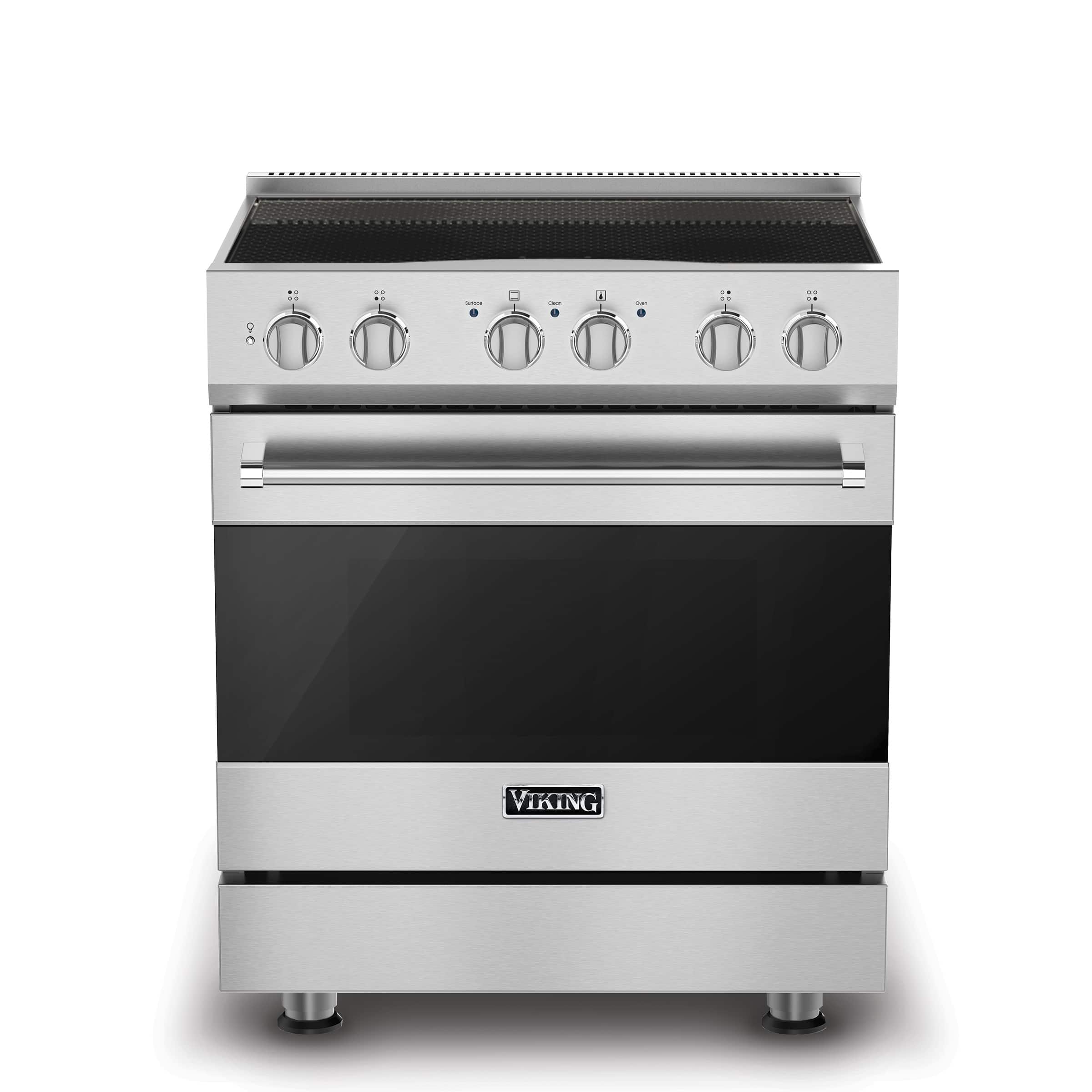 Front. Viking - 3-Series Induction Self-Clean Range - Stainless Steel.
