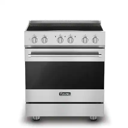 Front. Viking - 3-Series Induction Self-Clean Range - Stainless Steel.