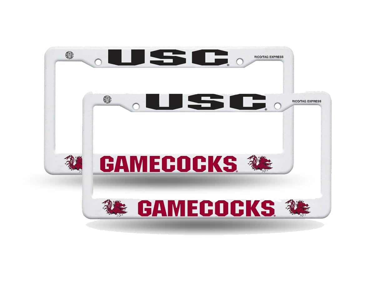 Rico Industries - University of South Carolina USC Gamecocks Raised Letter Plastic License Plate Frame - Set of 2 Frames - Multi