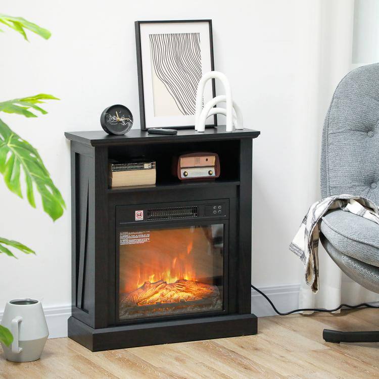 Alt View 2. PULUZ - 27 inch Freestanding Electric Fireplace with Mantel, 1400W Replaceable Fireplace Insert Heater with Timer - Black.
