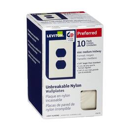 Leviton - 1 gang Thermoplastic Nylon Duplex Wall Plate 10 pk - Almond