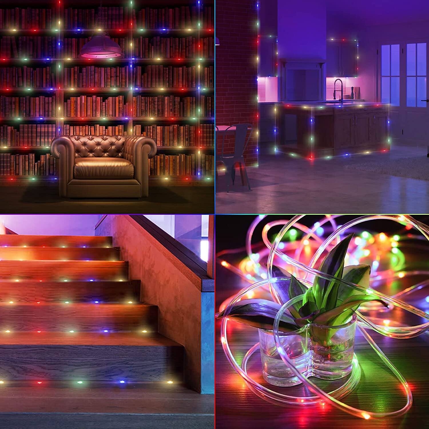 Alt View 3. Oumilen - 2 Pack Solar PVC Tube Rope Lights – Multicolor LED 8 Modes IP65 Waterproof for Garden Tree Patio.