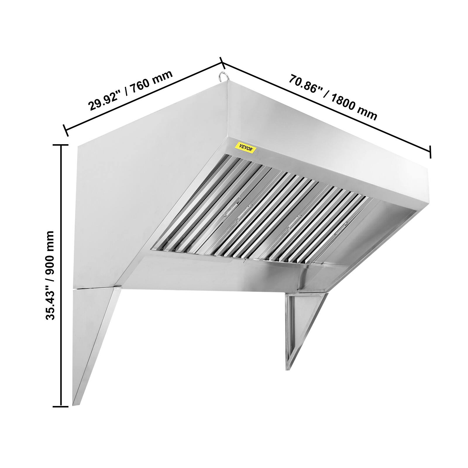 - Width: 70.86" / 1800 mm
- Depth: 29.92" / 760 mm
- Height: 35.43" / 900 mm
