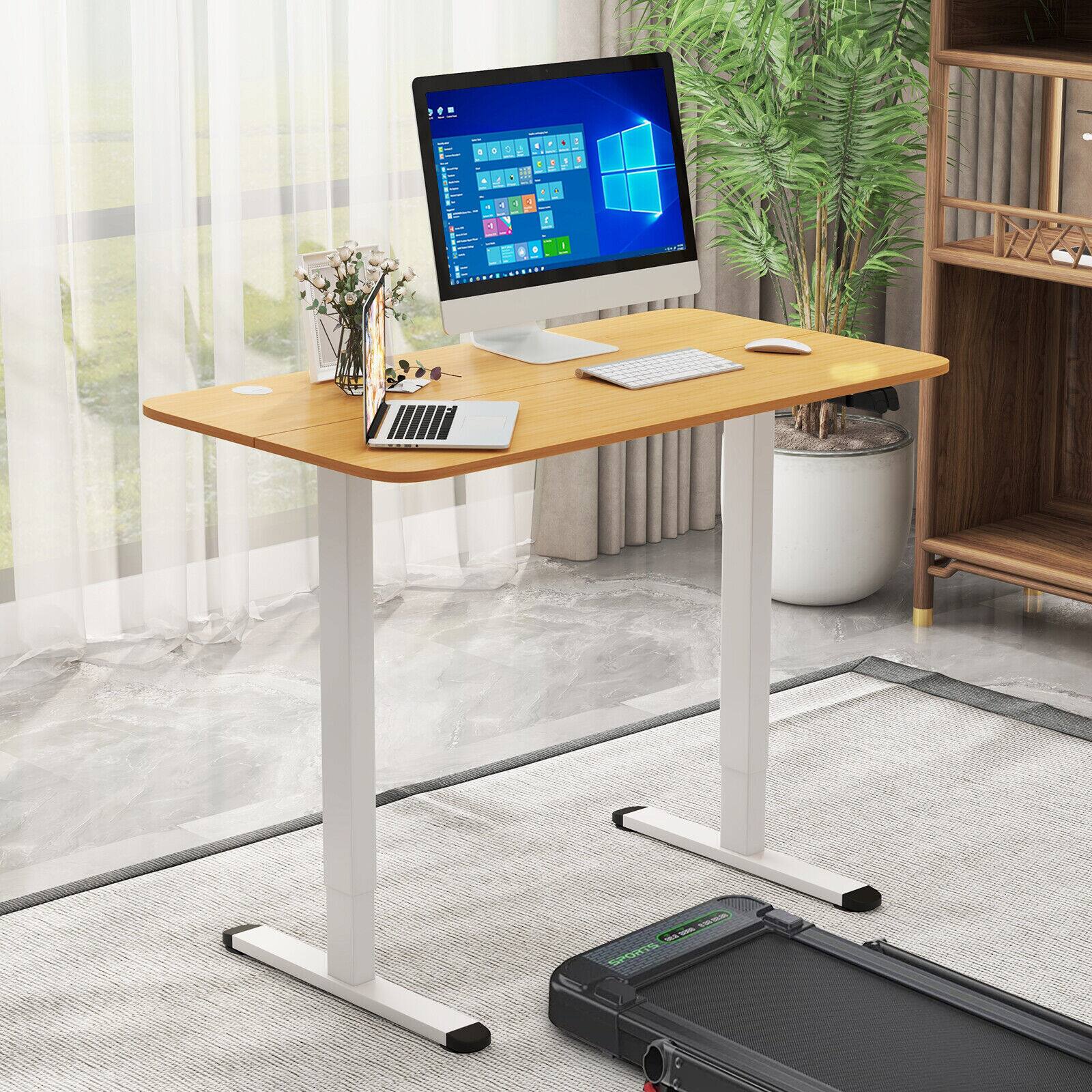 Alt View 8. Ecooso - Electric Standing Desk, Height Adjustable Sit-to-Stand Computer Workstation with Anti-Collision - Natural.