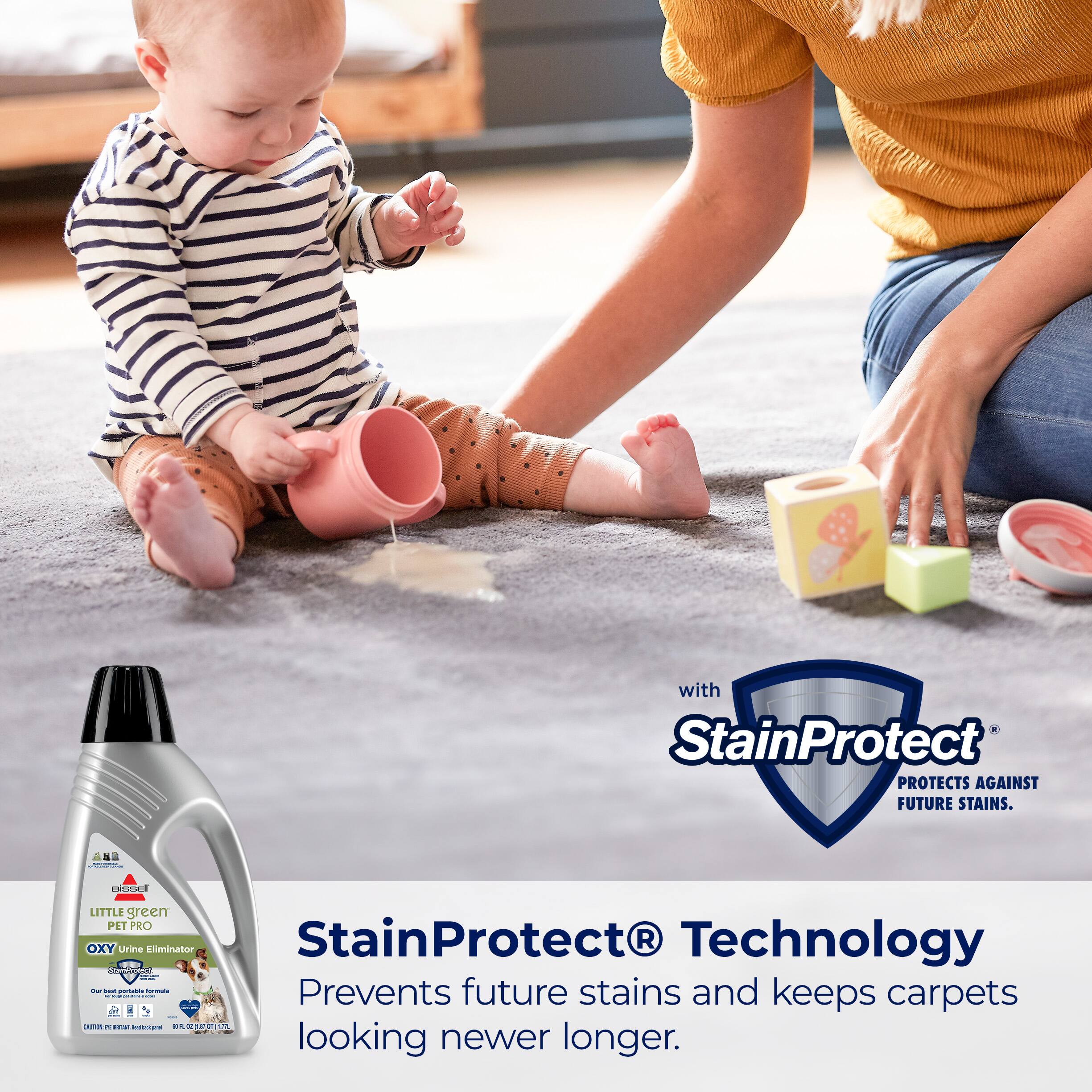 with StainProtect Technology, it protects against future stains and keeps carpets looking newer for a longer time.