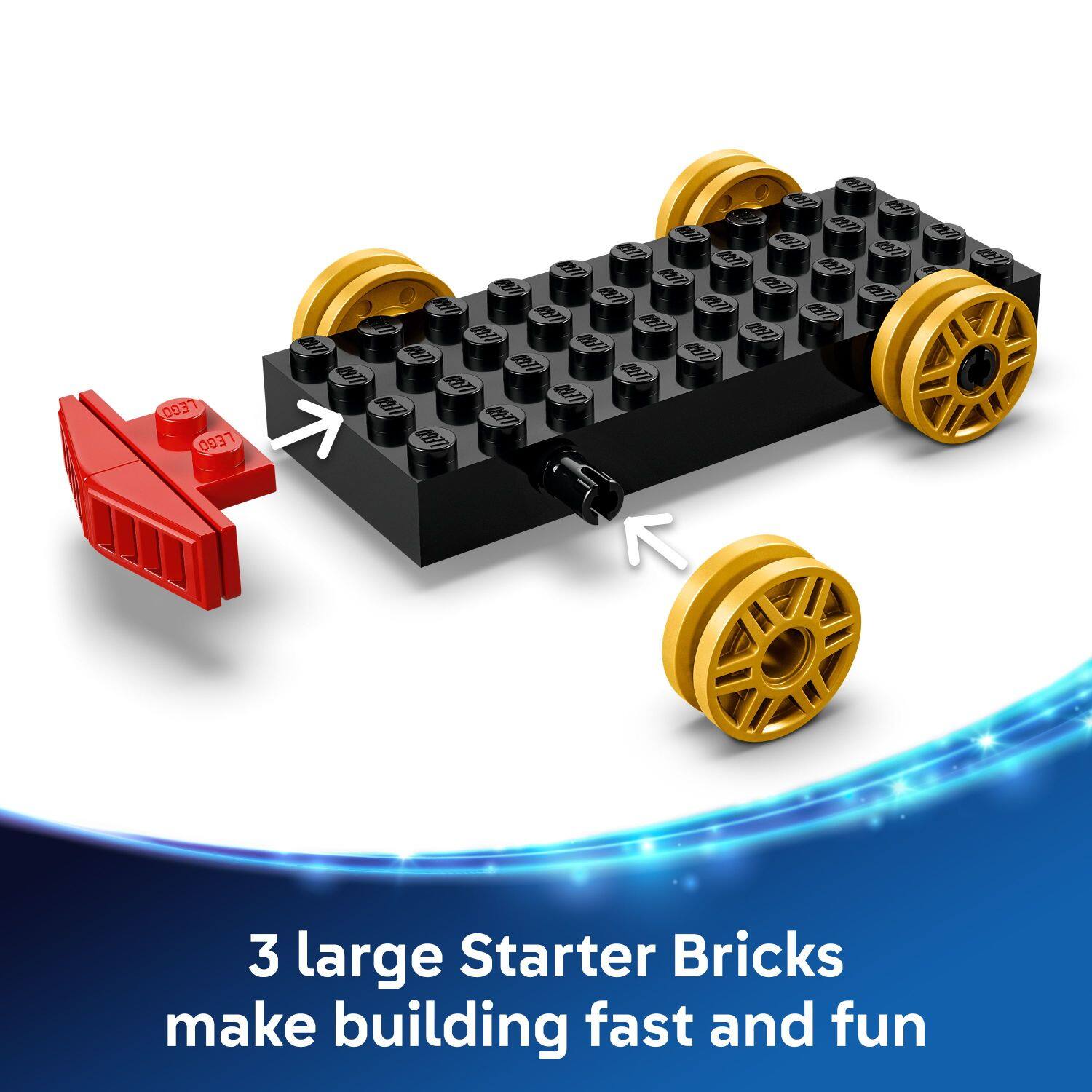"3 large Starter Bricks make building fast and fun"