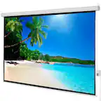 Front. Winado - 100" 4:3 Foldable Electric Motorized Projector Screen HD Theater + Remote - Matte White.