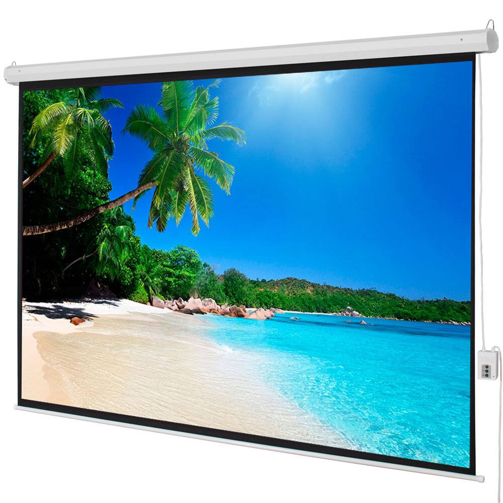 Front. Winado - 100" 4:3 Foldable Electric Motorized Projector Screen HD Theater + Remote - Matte White.
