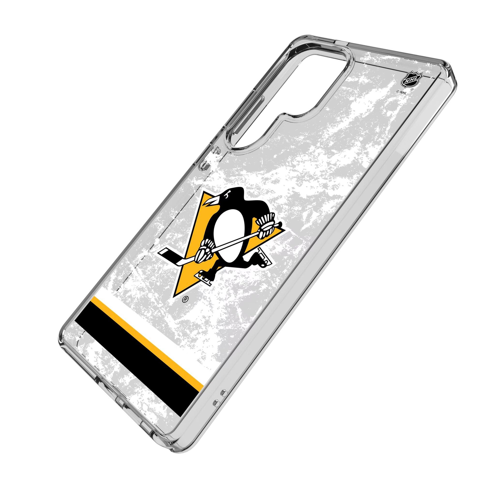 Alt View 1. Keyscaper - Pittsburgh Penguins Galaxy Stripe Clear Ice Case - S24 - Multicolor.