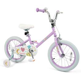 Costway - 16 Inch Kids Bike for Girls Boys Age 3-8 Years with Training Wheels, Coaster Brake - Purple