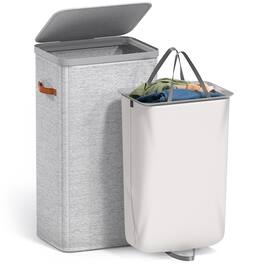 Sorbus - Fabric Laundry Hamper, Collapsible 1-Compartment Laundry Basket with Removable Laundry Bag - Gray