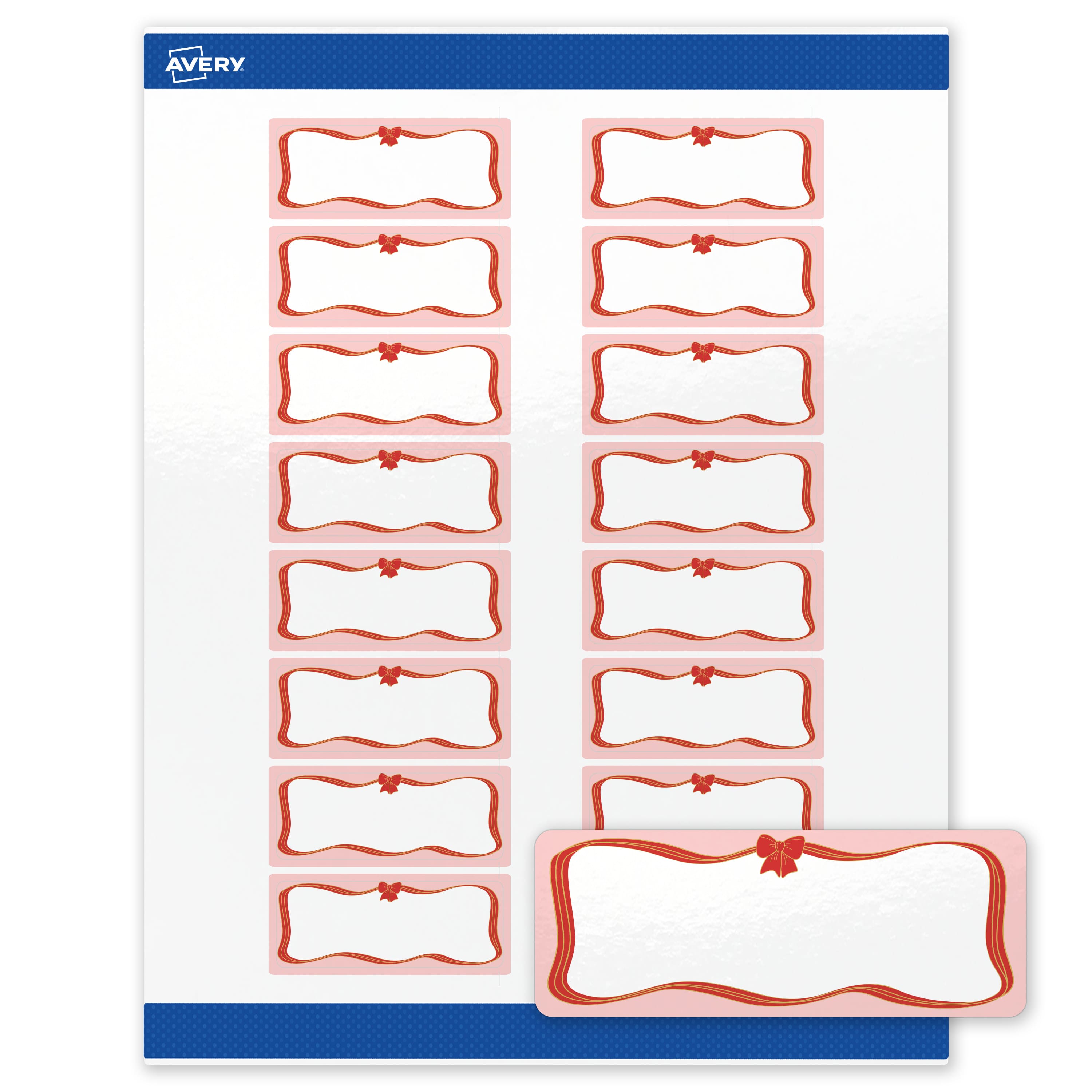 "Avery - Avery® Labels, 1"" x 2-5/8"", Glossy Pink/Red & Gold Bow - White" price history on PriceWatchPro