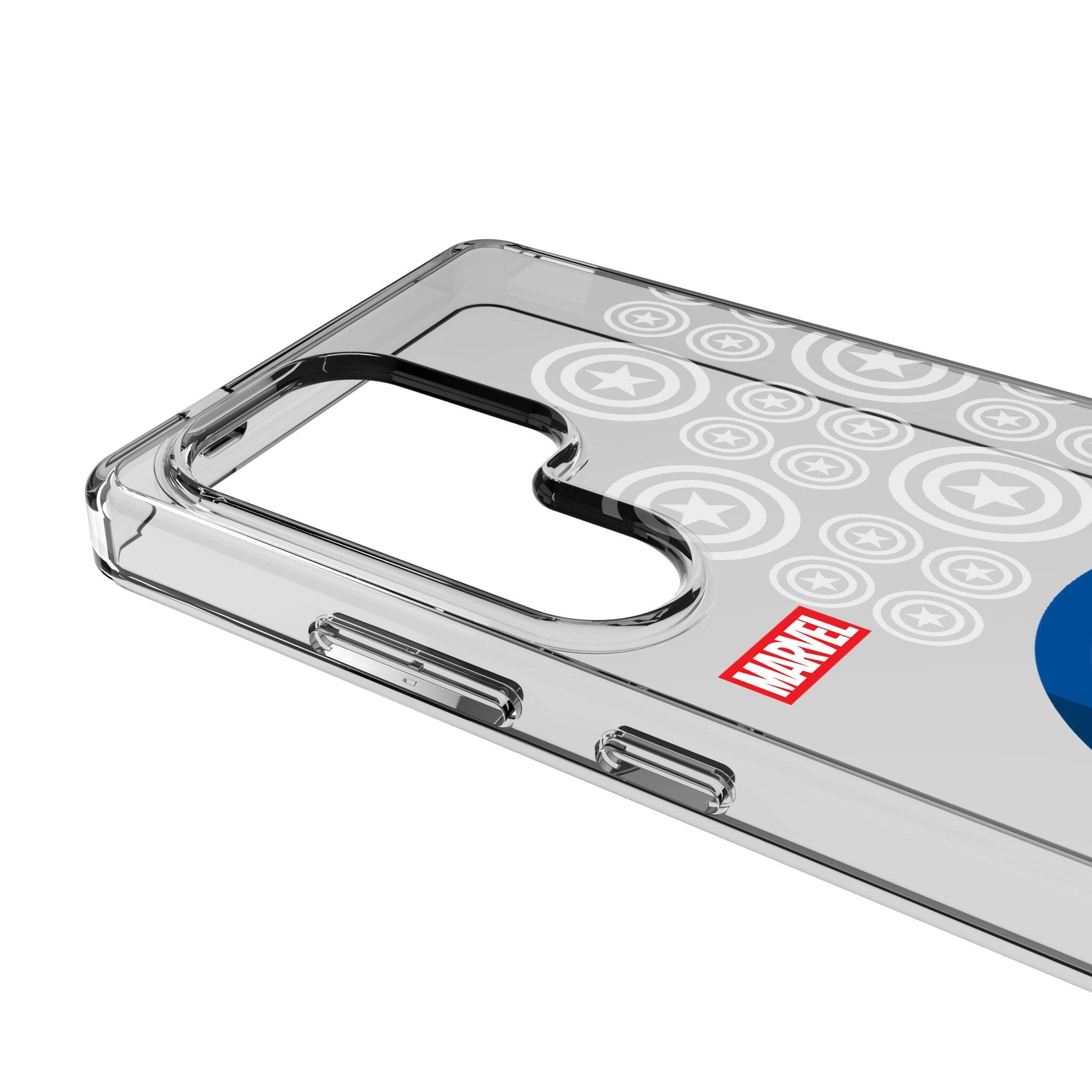 Left. Keyscaper - Marvel Sigil Clear Phone Case - Samsung Galaxy S24 Ultra - Captain America.