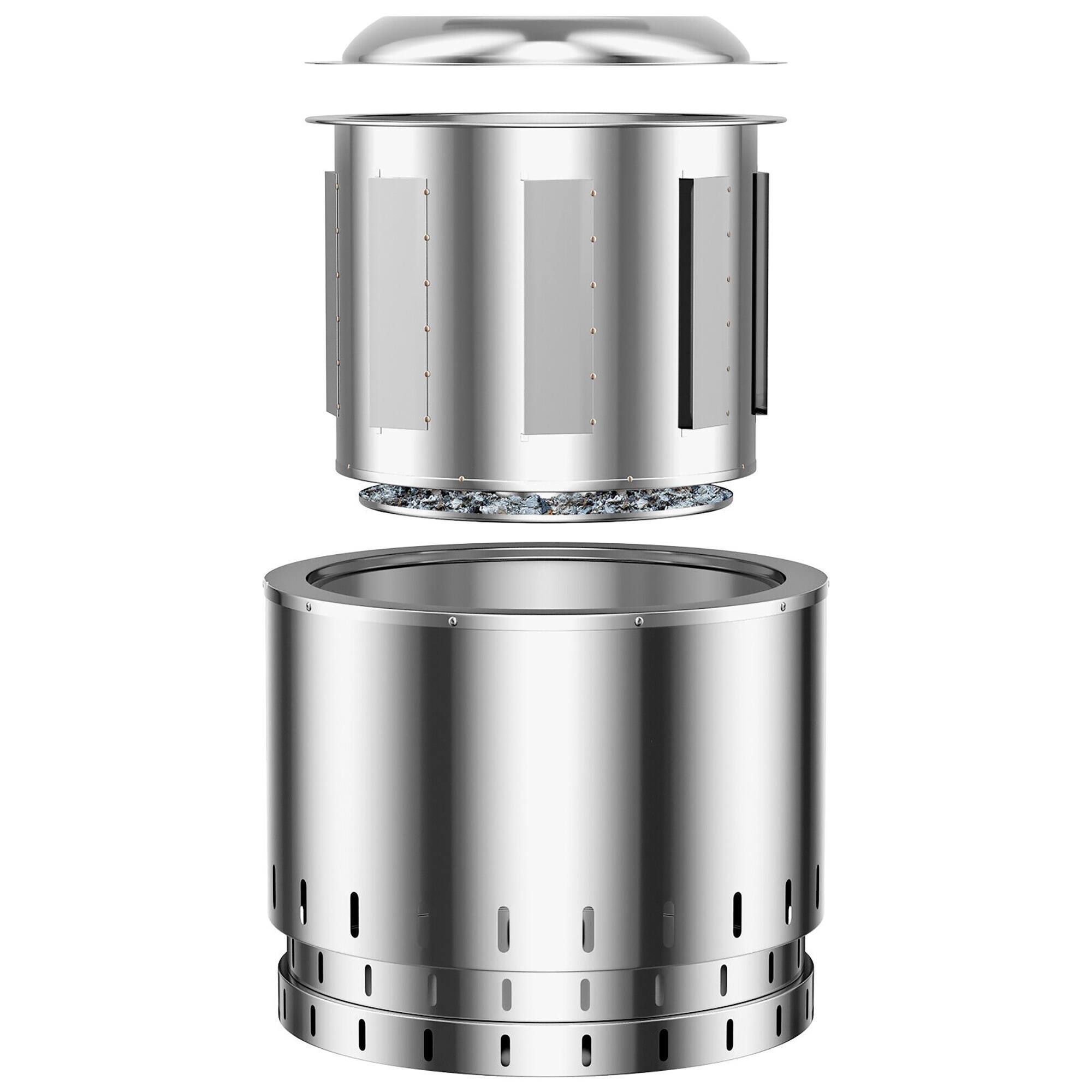 Alt View 9. Gymax - Gymax 19.5'' Smokeless Fire Pit Stainless Steel Wood Burning Firepit w/ Rain Cover - Silver.