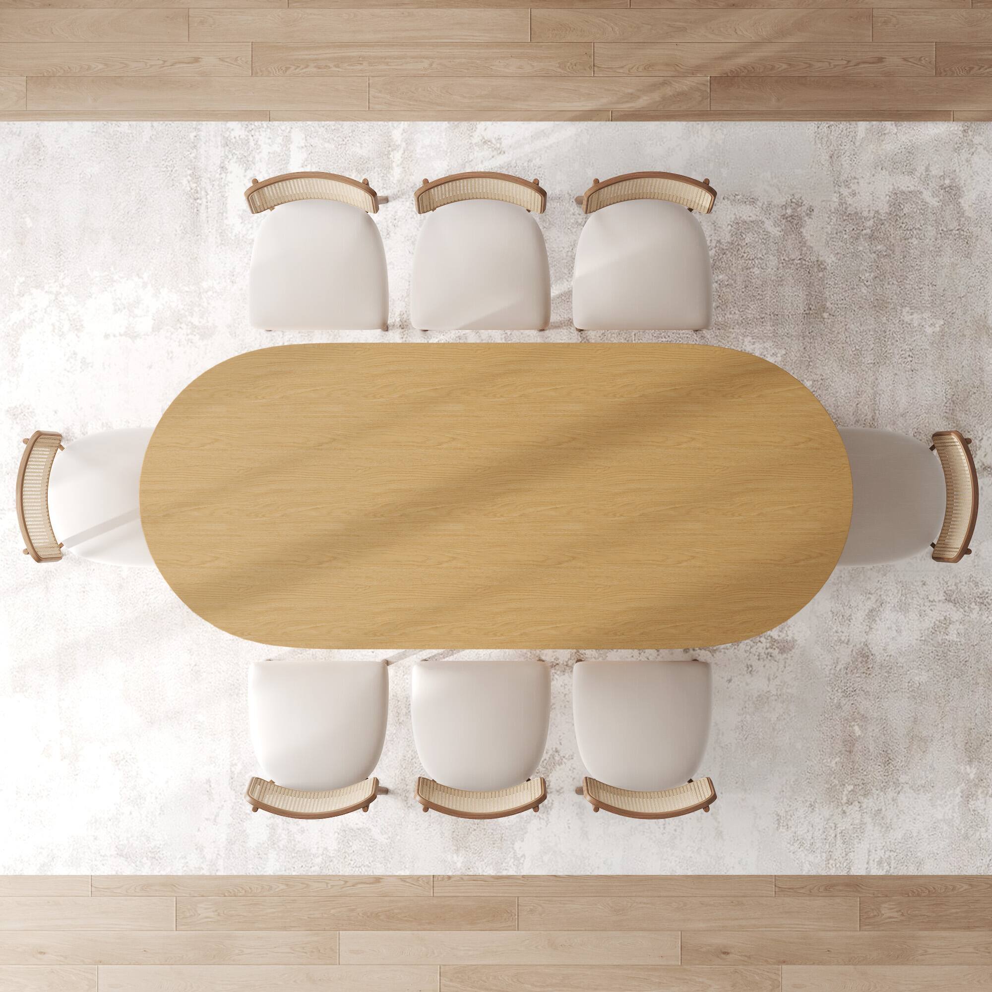 Left. Lirago - 79" Solid Wood Oval Dining Table with Double Pedestal Large Kitchen Table Seats 6-8 or More for Dining Room - Natural.