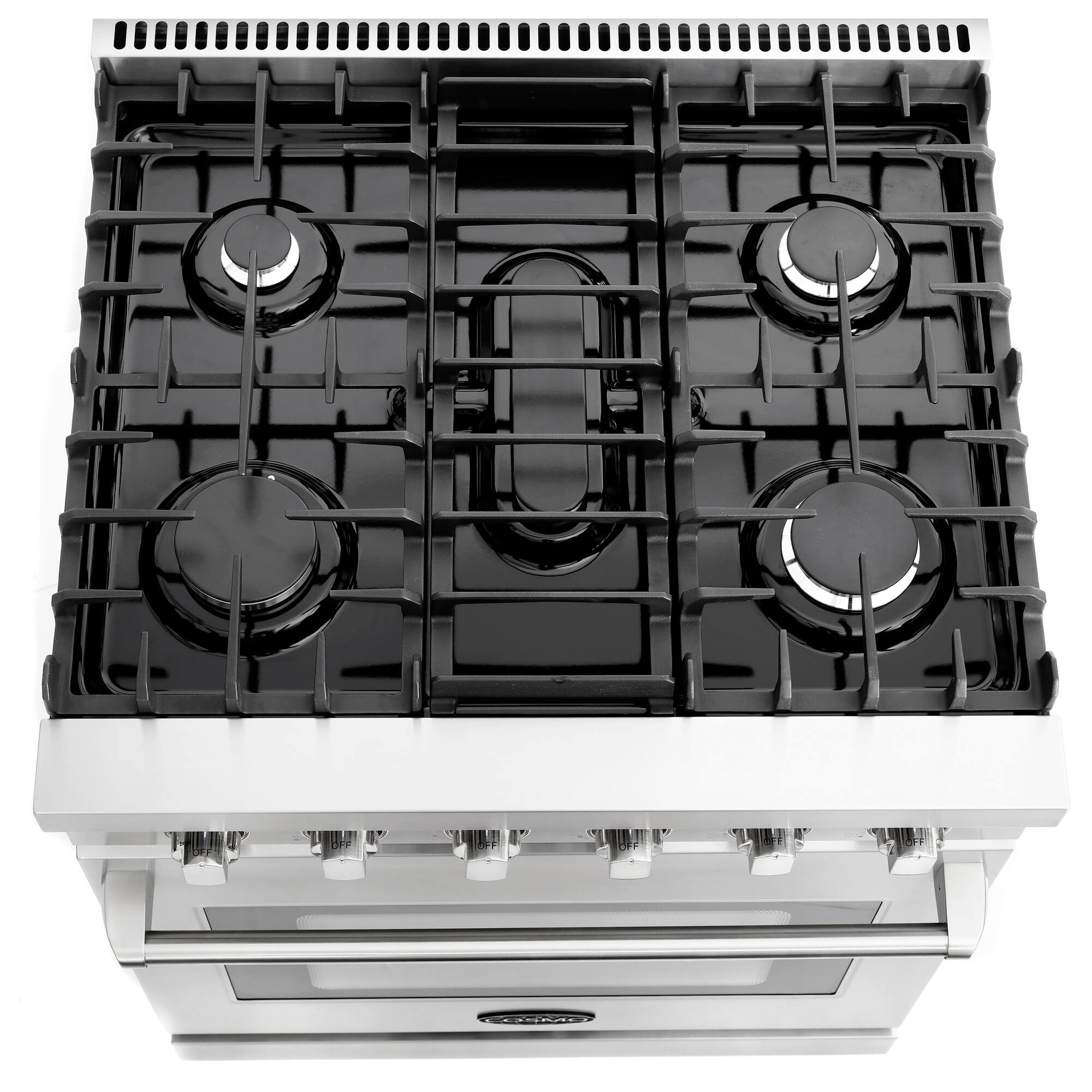 Alt View 5. COSMO - COS-EPGR304 30 in. Haven Collection 4.8 cu. ft. Gas Range with 5 Sealed Burners, Convection Oven, Knob LED Lights - Stainless Steel.