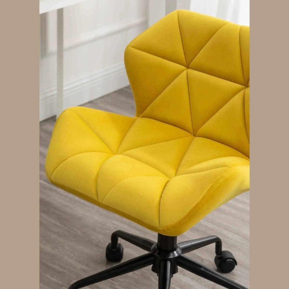 Alt View 7. Eldon - Diamond Tufted Adjustable Swivel Office Chair Velvet Luxe For - Yellow.