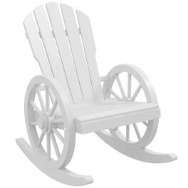 Outsunny - Wooden Rocking Chair, Adirondack Rocker Chair w/ Slatted Design and Oversized Back, Outdoor Rocking Chair - White