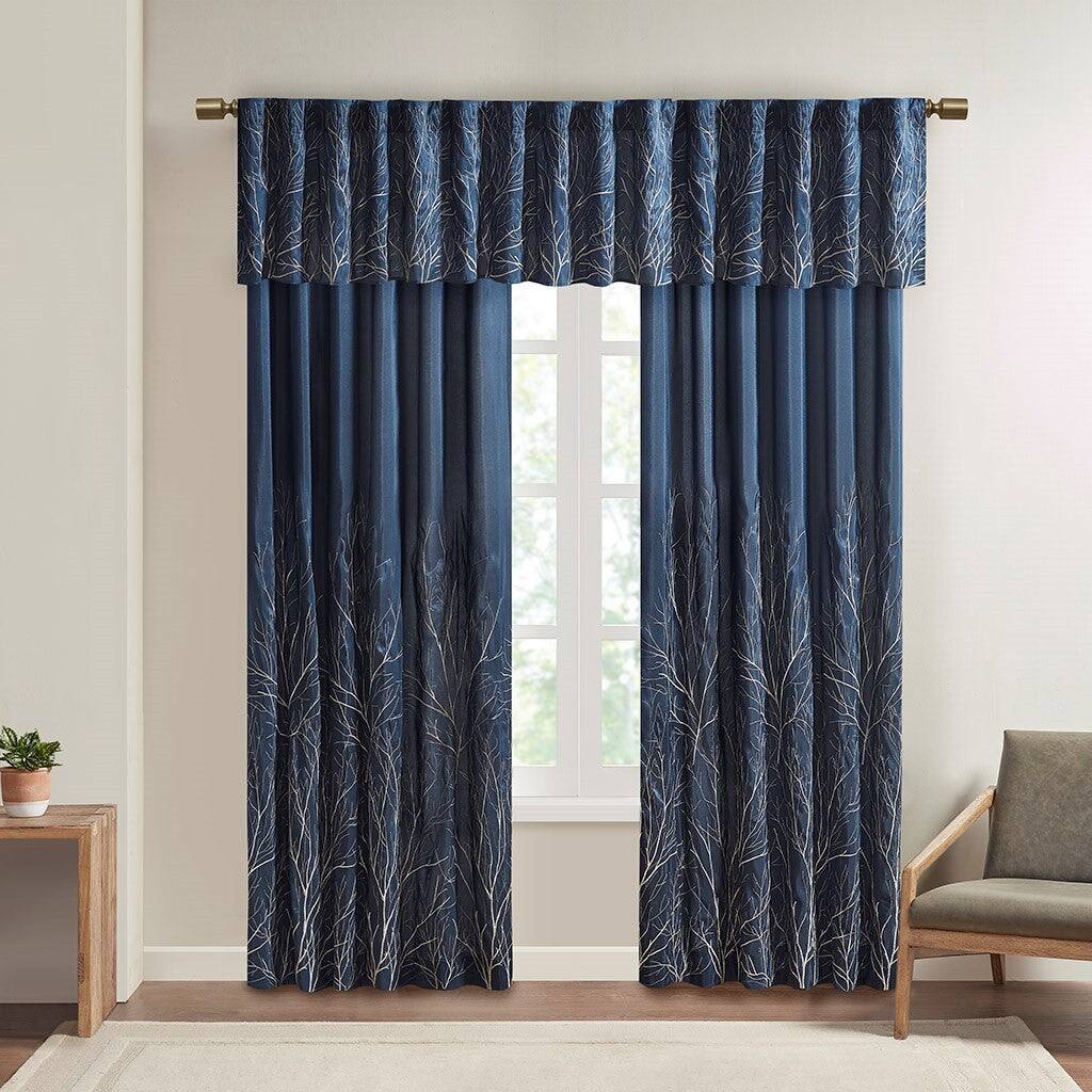 Alt View 4. BreeBe - Curtain Panel(Only 1 Pc Panel) - White+Blue.