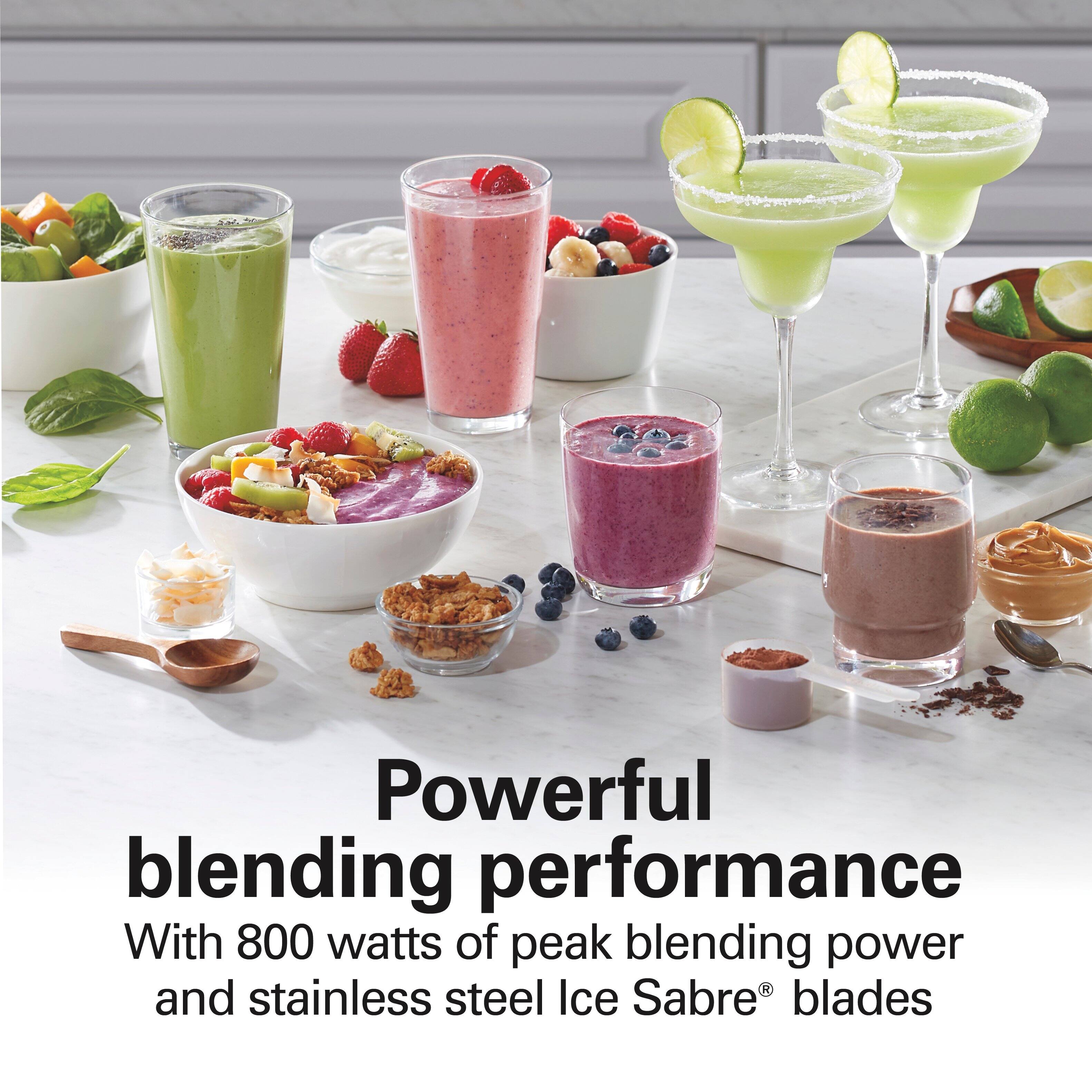 Powerful blending performance  
With 800 watts of peak blending power and stainless steel Ice Sabre® blades