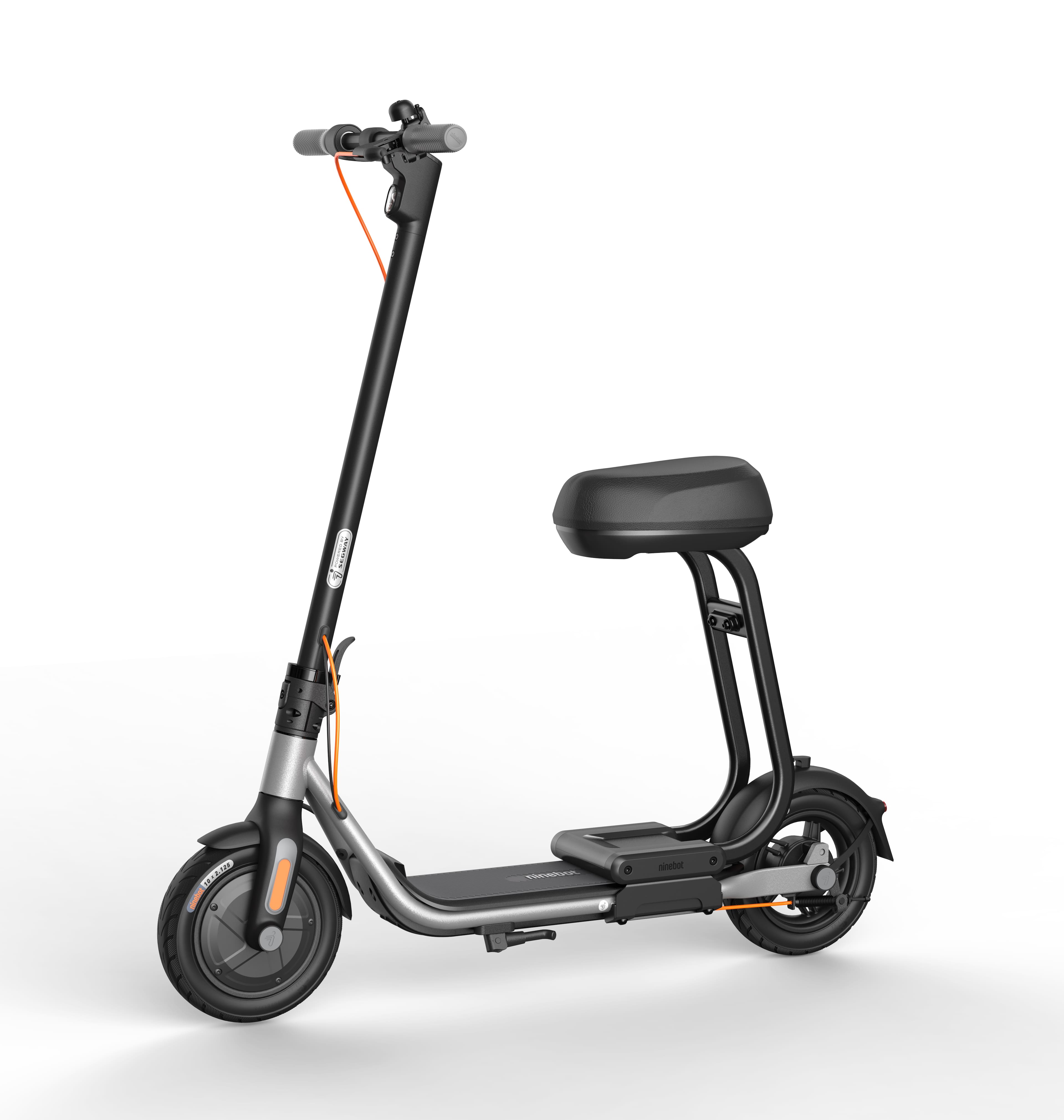 Left. Segway - Ninebot D40X Electric Kick Scooter plus Seat w/23.6 mi Max Operating Range & 18.6 mph Max Speed - Grey.
