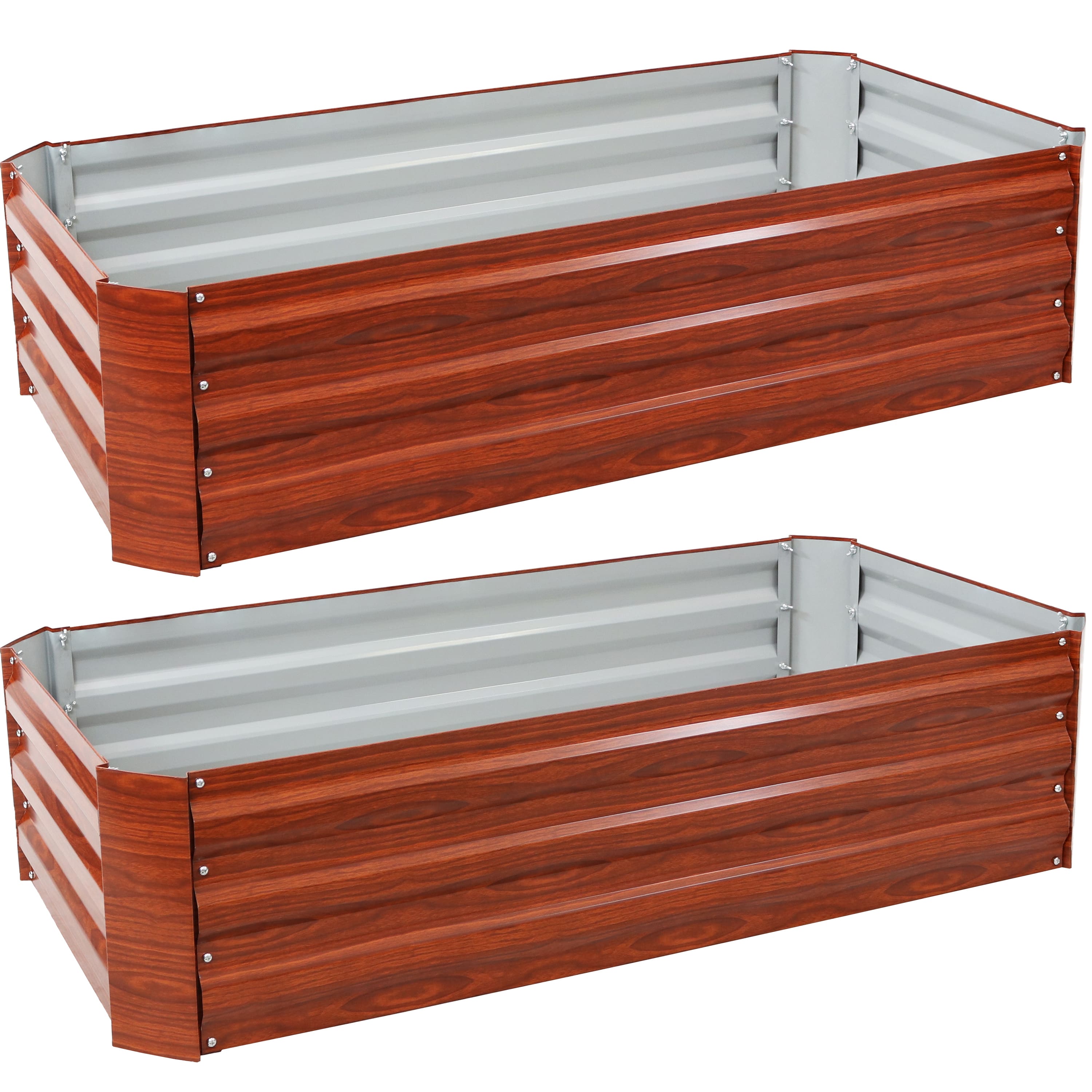 Sunnydaze - 48 in Galvanized Steel Rectangle Raised Bed - 2pk - Woodgrain price history on PriceWatchPro