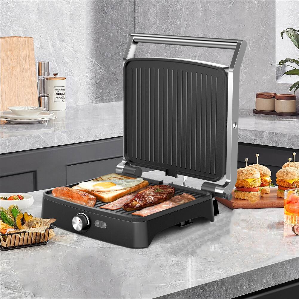 Alt View 9. KEINVE - Panini Press Grill, 1200W Indoor Panini Press Griddle, 4 Slice Large Stainless Steel Teppanyaki Grill - Black.