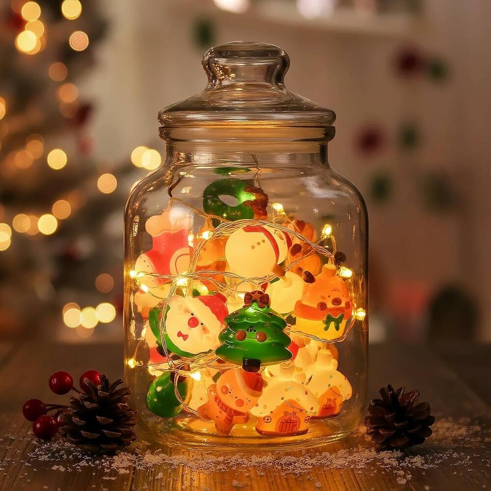 Alt View 1. MOSZAR LLC - 9.8ft 20-LED Christmas Fairy Lights, Battery Window Decor, 8 Modes.