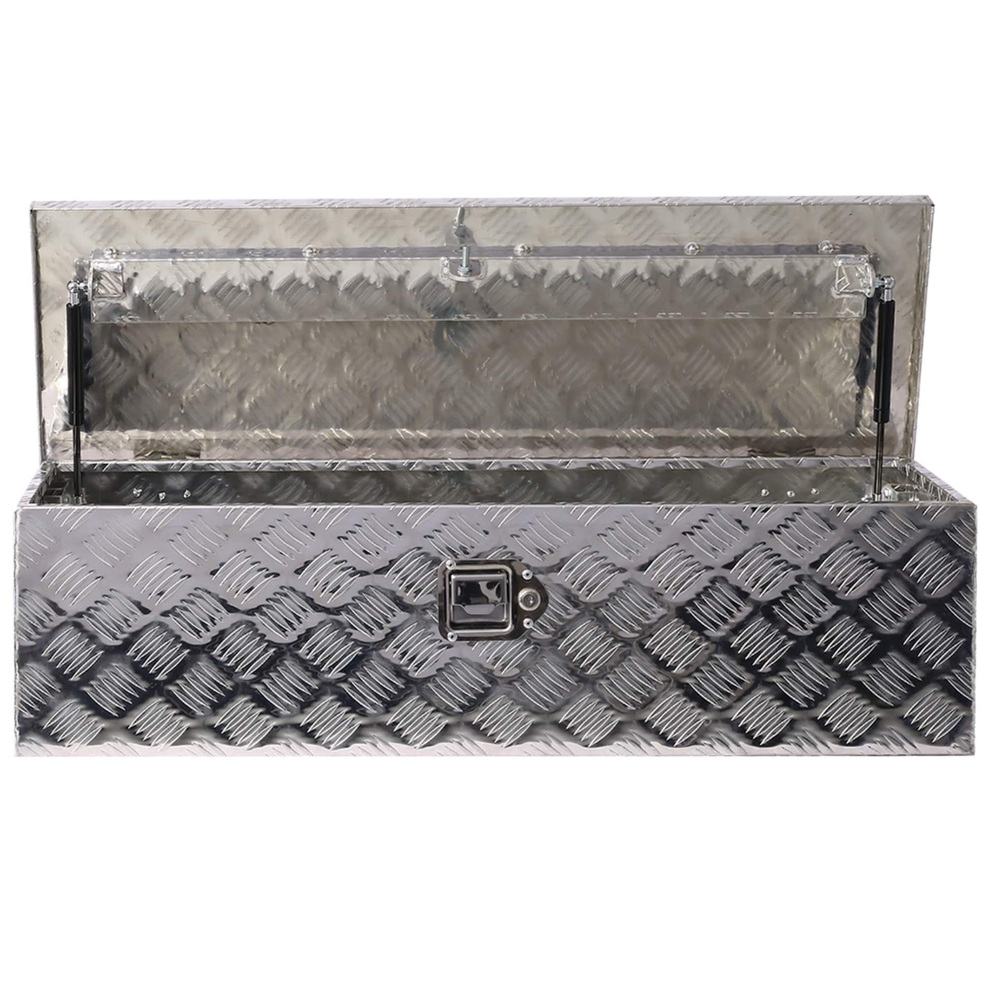 Boyel Living - 39 inches Silver Aluminum Outdoor Portable Tool Box with Lock and Key