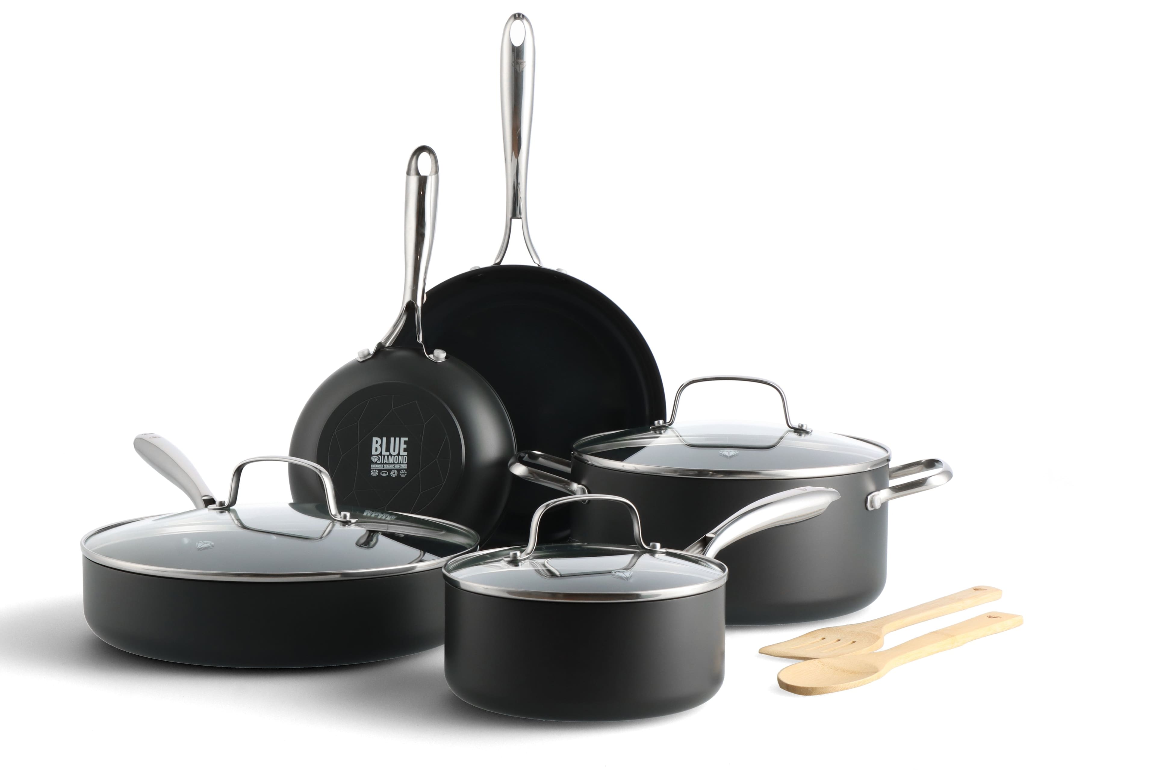 Angle. Blue Diamond - HD 10-Piece Cookware Set - Blue.
