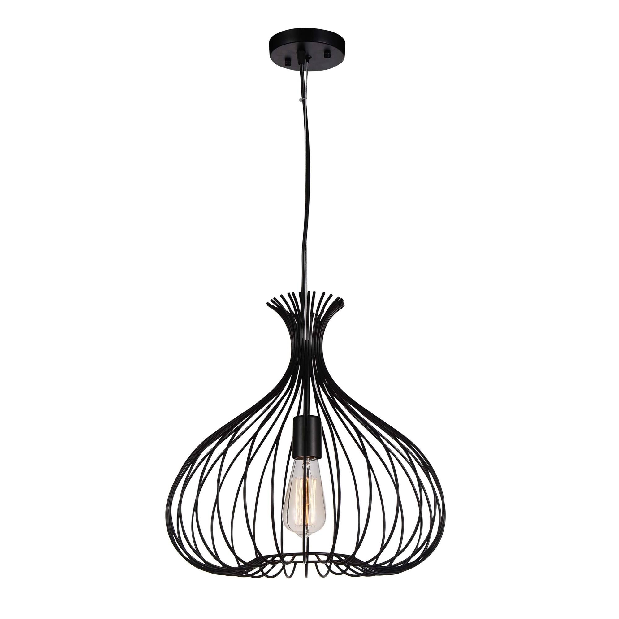 CWI Lighting - Darleen 1 Light Down Pendant With Finish - Black