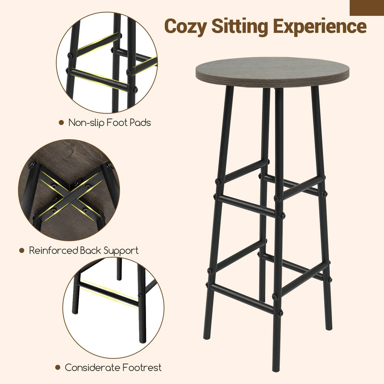 Cozy Sitting Experience

- Non-slip Foot Pads
- Reinforced Back Support
- Considerate Footrest