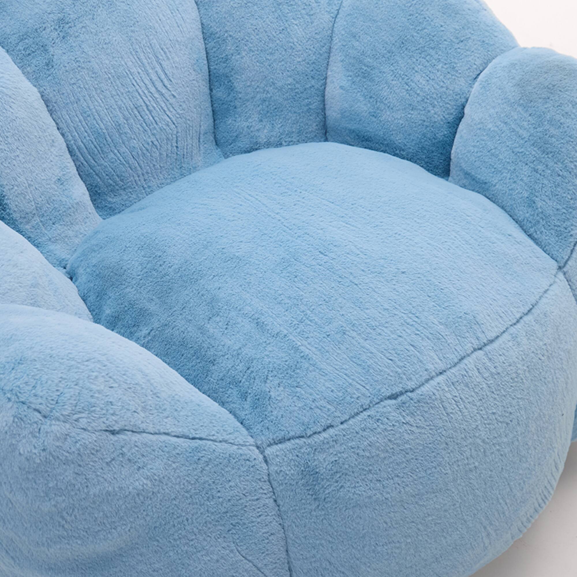 Alt View 7. GOODSILO - Lotus Style Compression Sofa Bean Bag Chair with Pull Ring for Easy Mobility and No Assembly Required - Blue.