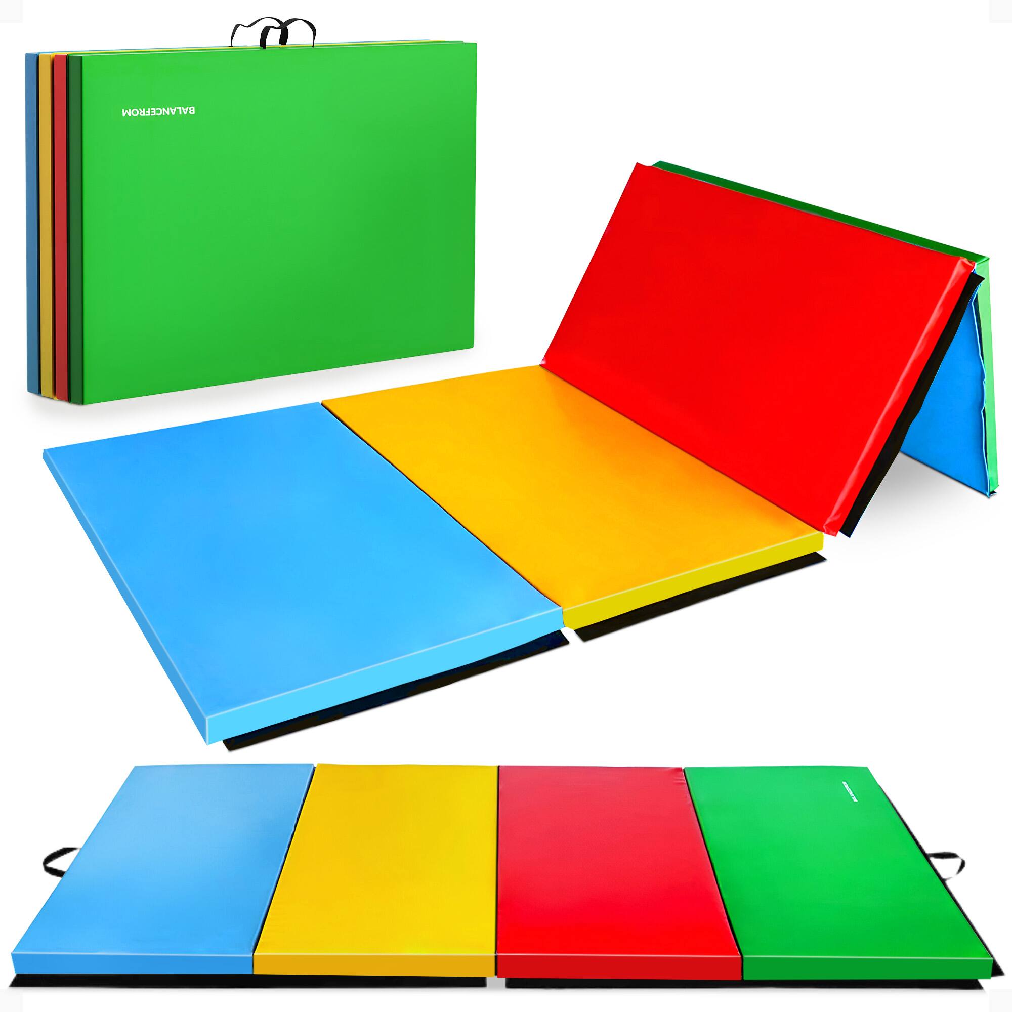 Front. BalanceFrom Fitness - BalanceFrom Fitness 120 x 48" All Purpose Folding Gymnastics Exercise Mat, Multi - Multi-Color.