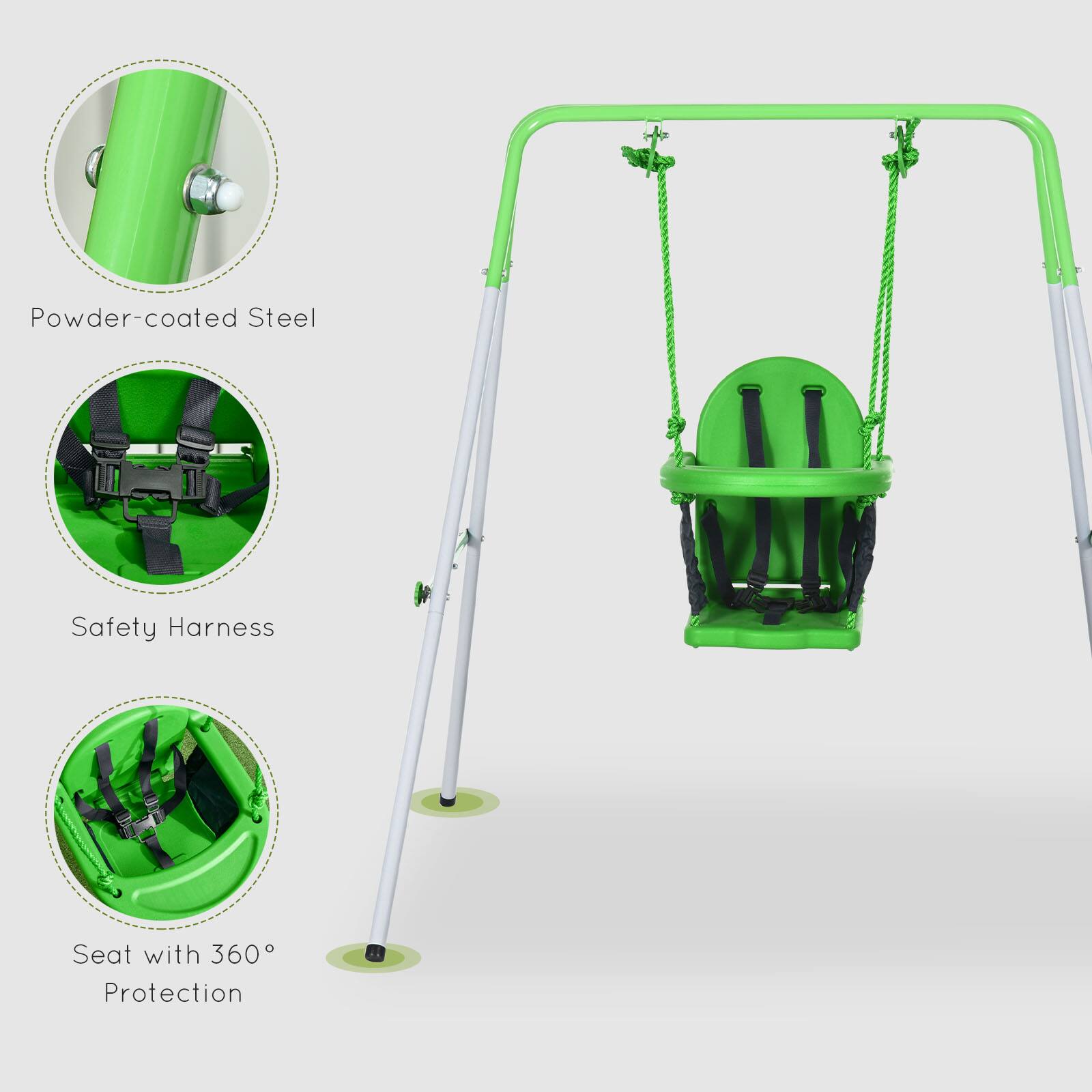 Alt View 1. Outsunny - Toddler Swing Set with Metal Stand, Safety Seat Belt, Backyard Indoor & Outdoor Baby Swing Set.