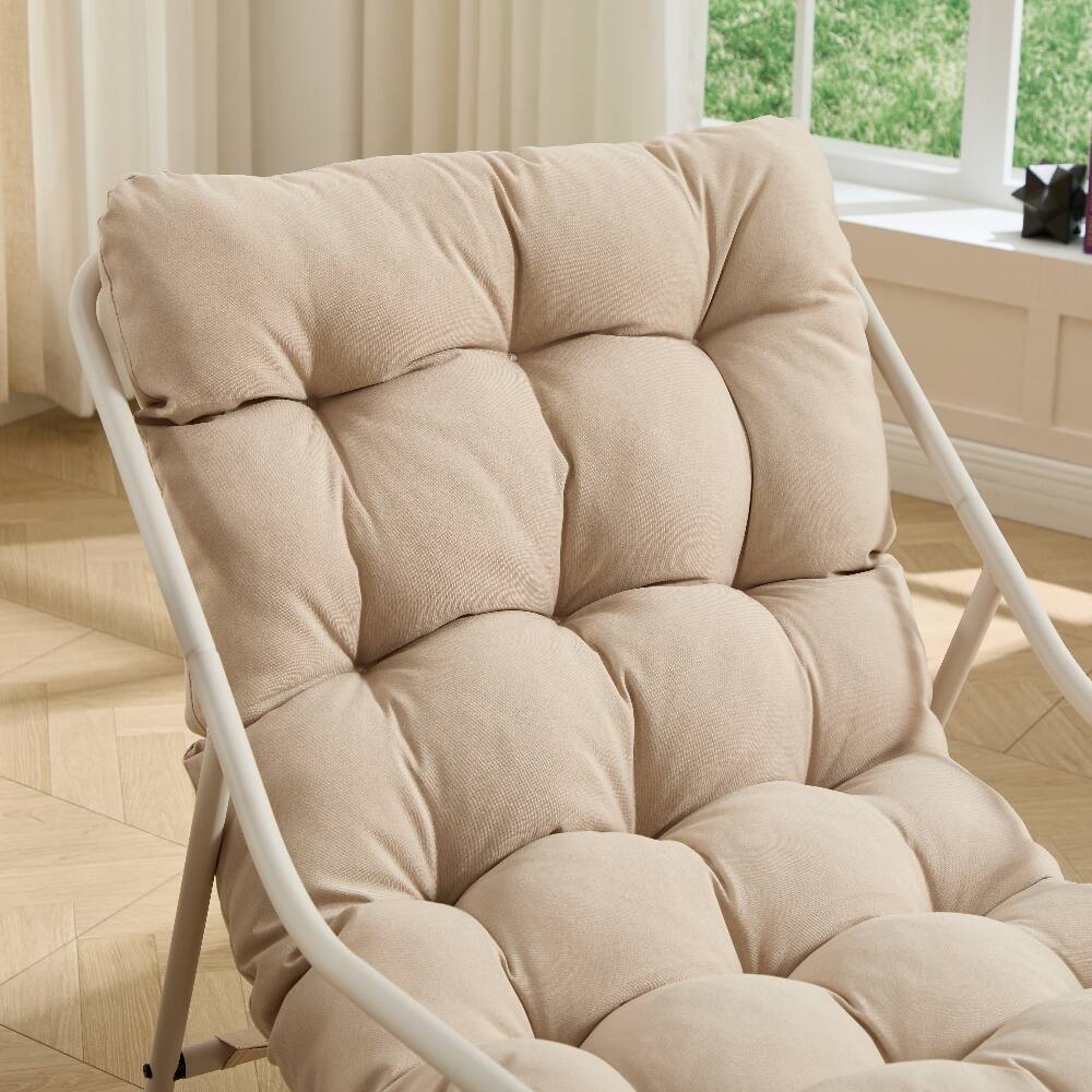 Alt View 10. Loheer - Loheer Outdoor Rocking Chair Beige Armless Steel Frame Rocker with Thick Cushion 300 lbs Capacity - Beige.