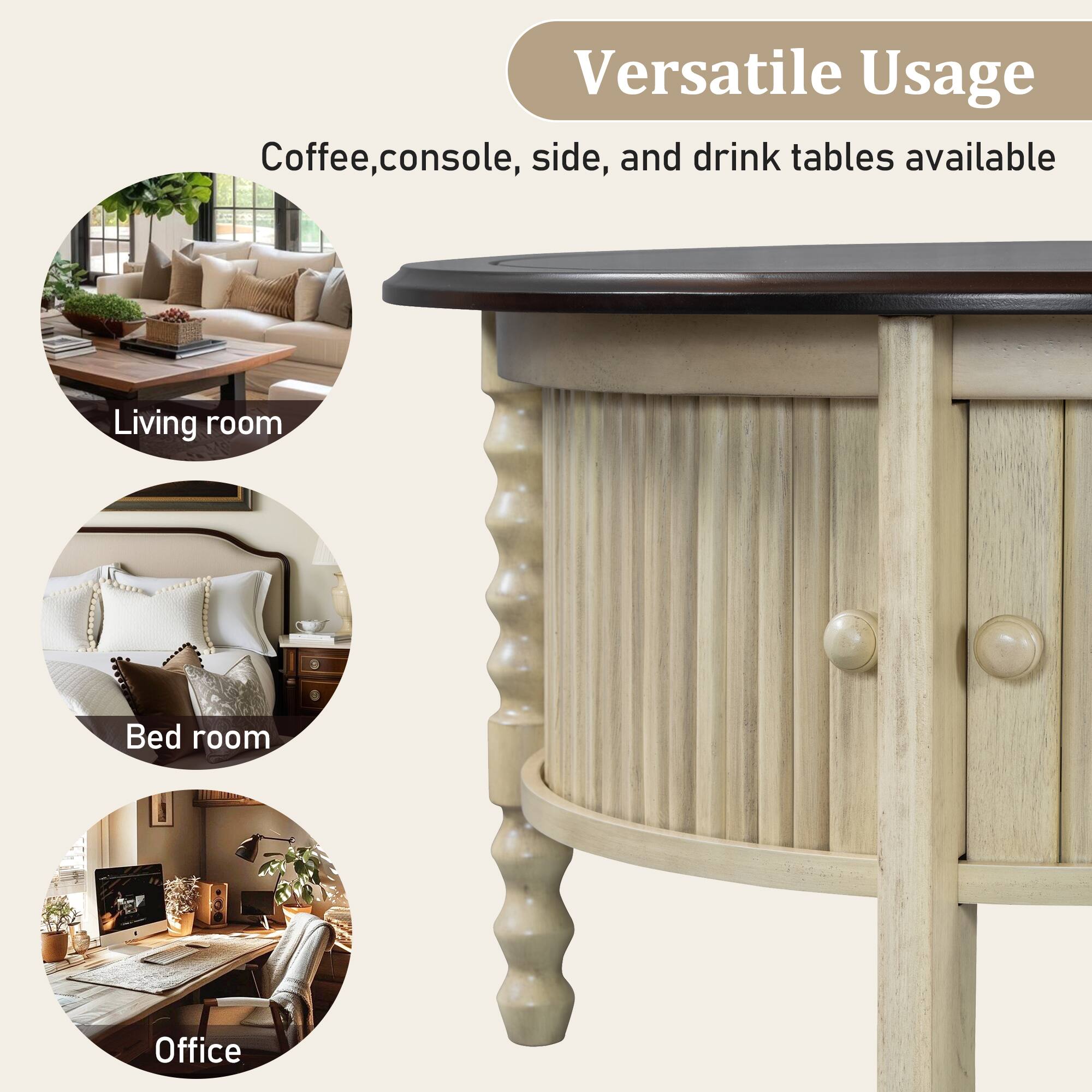 Versatile Usage  
Coffee, console, side, and drink tables available  

Living room  
Bed room  
Office