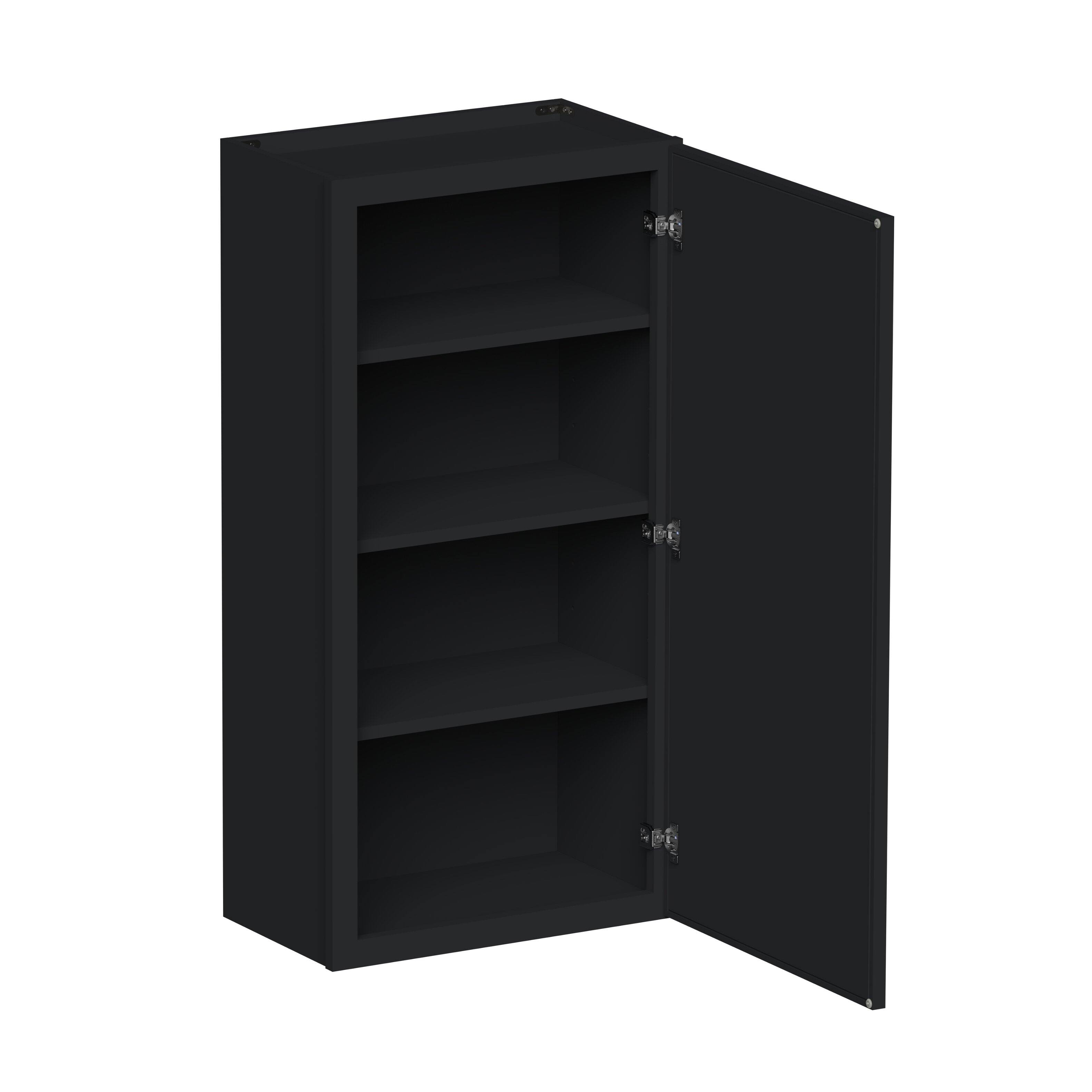 Angle. Boyel Living - 21-in W x 42-in H x 12-in D Shaker RTA Kitchen Wall Cabinet with Soft-Close - Black.