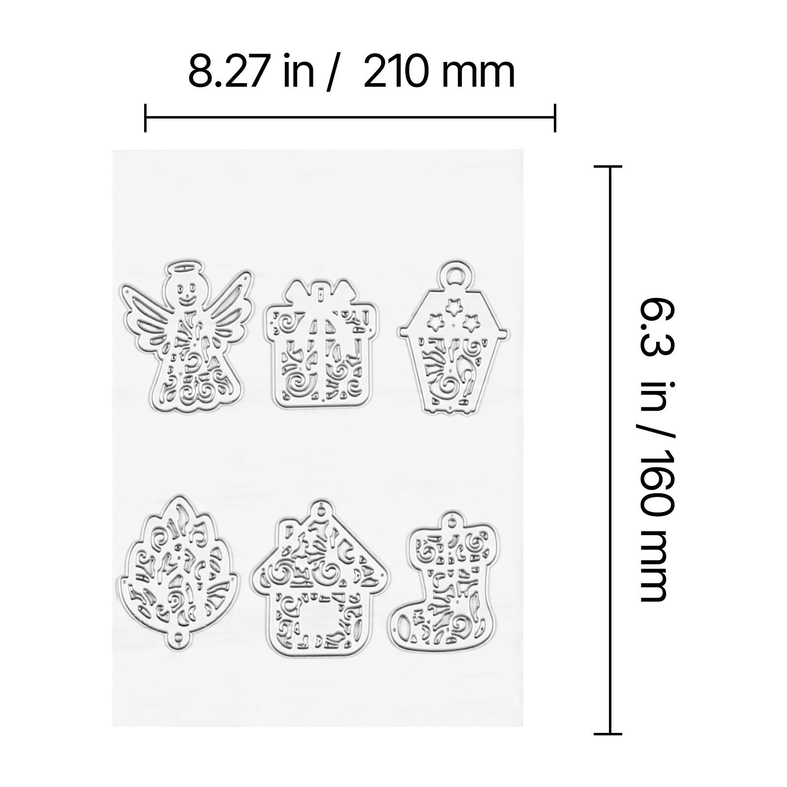 8.27 in / 210 mm  
6.3 in / 160 mm