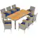 Front. Costway - 9 PCS Patio Dining Set for 8 Table and PE Rattan Chairs with 2" Umbrella Hole - Mix Gray,Navy.