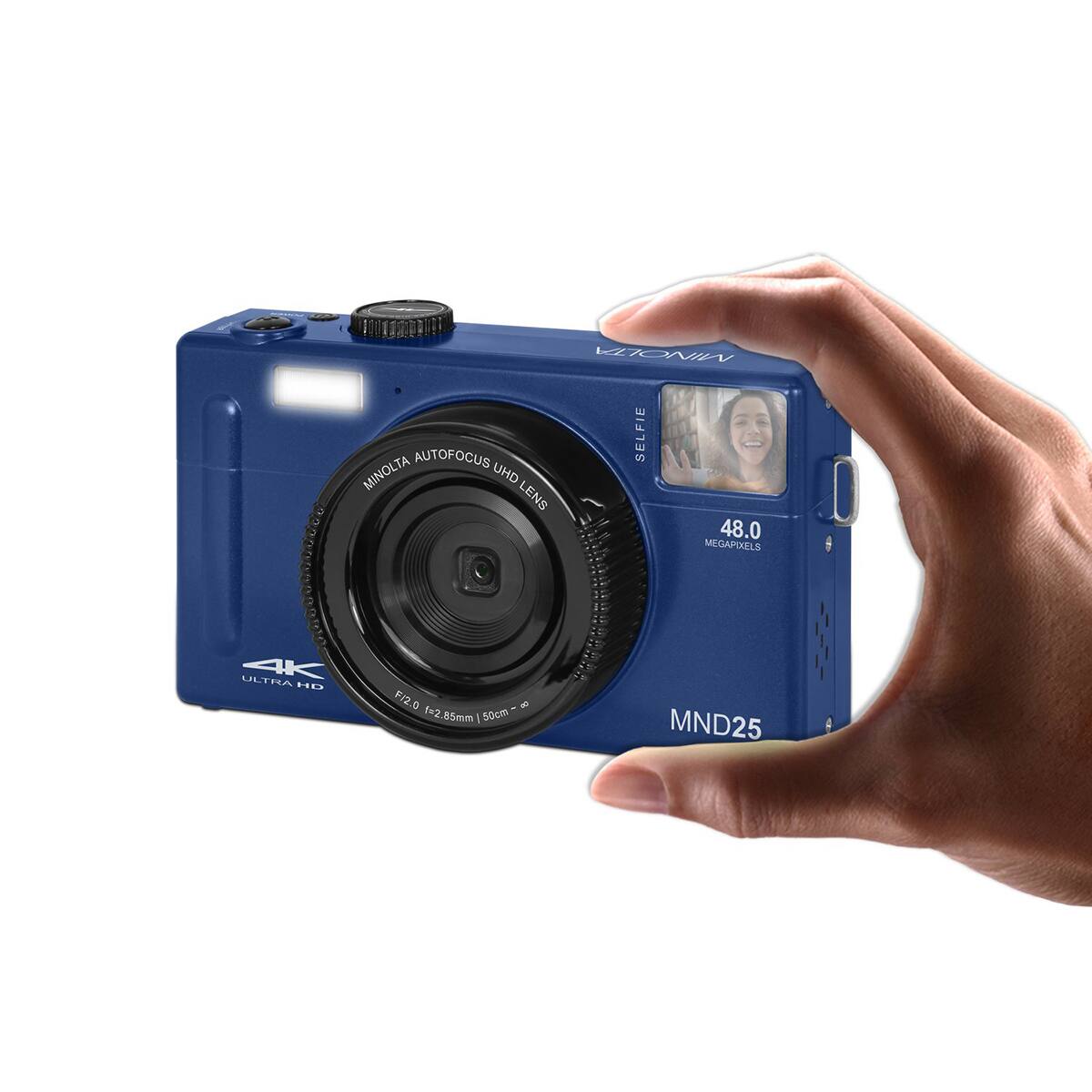 MINOLTA AUTOFOCUS UHD SELFIE LENS 48.0 MEGAPIXELS  
4K ULTRA HD  
F/2.0 f=2.85mm 50cm  
MND25